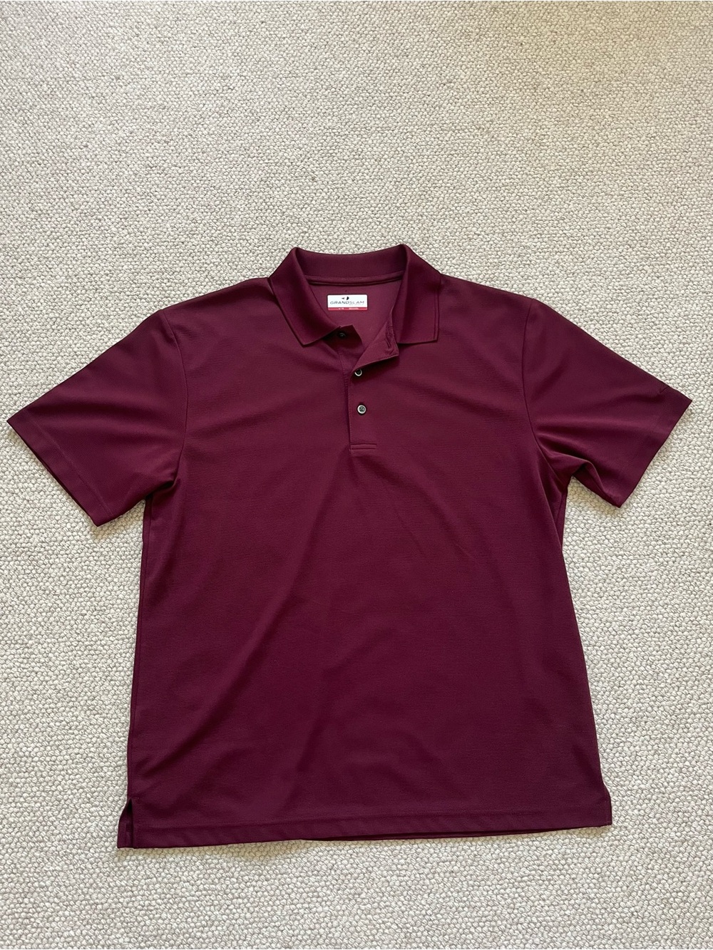 Grand Slam Performance Polo Shirt Men’s Large Burgundy Short Sleeve Golf Casual